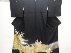 作家物　箔置き鼓に几帳模様留袖(比翼付き)